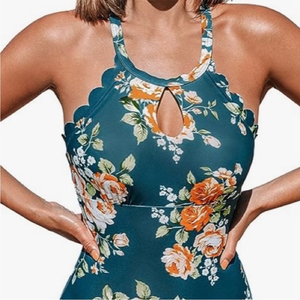 Cupshe Floral Keyhole One Piece Swimsuit